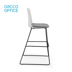 Design de luxe bureau maison cuisine invité PP coque couleurs tissu cuir tapissé coussin moderne métal tabouret haut chaise - Product Image 5