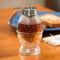 BAMBUS Ensemble de pots en verre borosilicate au design mignon, motif abeilles 3D, multifonctionnel, pour le stockage de miel et d'aliments secs, capacité 450 ml, idéal pour les fêtes