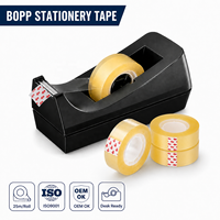 Ruban adhésif BOPP transparent 18mm 25m avec adhésif acrylique pour bureau et école, bande de scellage invisible, vente en gros