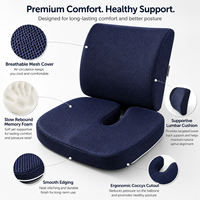Ensemble de coussins de soutien lombaire en mousse à mémoire de forme de qualité supérieure avec coussin de siège en forme de U pour chaise de bureau, siège de voiture et fauteuil roulant