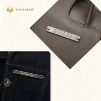 Étiquettes métalliques personnalisées HONMEO pour vêtements en jean, fabricant d'étiquettes métalliques pour vêtements
