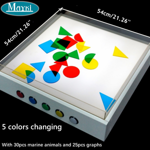 طاولة إضاءة تعليمية للتحفيز البصري تعمل باللمس ، طاولة إضاءة حسية متغيرة اللون مع أرجل للعب الحسي - Product Image 1