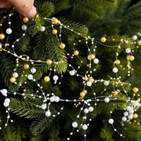 LINGKAI Weihnachts-Perlenkette mit Verbindungsperlen Anhänger Ornamente Weihnachtsbaum Kranz Ranken-Dekoration