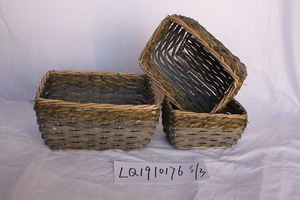 Wholesale price sells wooden strip mixed <b>willow</b> strips with a circle of straw-shaped rectangular hand-held storage <b>baskets</b> - Product Image 3