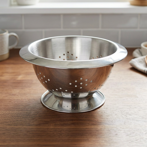 Premium Mayur Exports Stainless Steel Colander Heavy Duty Strainer Design Hand Wash Only <b>Stand</b> <b>Vegetables</b> Fruits Non-Foldable - Product Image 3
