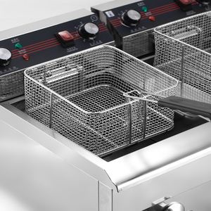 Коммерческая двухцилиндровая электрическая фритюрница, изготовлена из нержавеющей стали, Бездымная конструкция, подходит для жареной курицы - Product Image 3