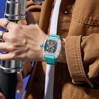 Montre automatique squelette haut de gamme pour homme, boîtier transparent en PC, étanche, montres-bracelets pour homme, Montre Homme Automatique