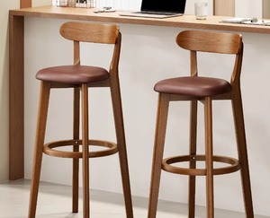 Taburetes de Bar de Madera Maciza, Taburetes Altos para el Hogar, Sillas Altas de Estilo Antiguo, Taburetes con Respaldo, Taburetes Altos para Isla, Taburetes de Bar HD123 - Product Image 3
