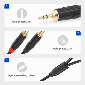 <span class=keywords><strong>Cable</strong></span> Adaptador Divisor de Audio en Y, de 3.5mm Estéreo <span class=keywords><strong>Macho</strong></span> a <span class=keywords><strong>Doble</strong></span> Conector de 6.35mm <span class=keywords><strong>Macho</strong></span> - Product Image 4