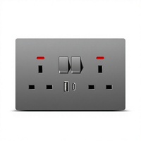Interrupteurs et prises électriques muraux standard britanniques 13A 220V, panneau PC noir mat et blanc, interrupteur et prise électriques