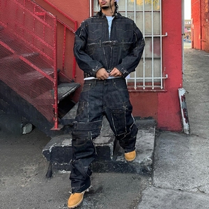 YSJY Produttore di Abbigliamento Streetwear, Set Personalizzati con <span class=keywords><strong>Giacca</strong></span> di Jeans <span class=keywords><strong>Oversize</strong></span> Ricamata e Pantaloni in <span class=keywords><strong>Denim</strong></span> Pesante per Uomo - Product Image 6