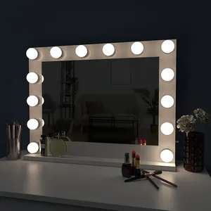 사용자 정의 거울 14 전구 프레임 할리우드 스타일 조명 메이크업 드레싱 테이블 거울 장식 현대 허영 거울