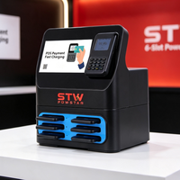 Estación de Carga Rápida STW para Compartir Energía, Estación de Carga Portátil de Escritorio con 6 Ranuras para Restaurantes con POS