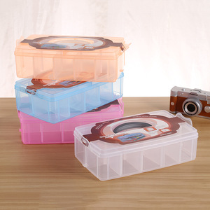Multi Compartment Plastic Storage Box 24x16x7cm Rectangle Transparent Covered General Packaging Bins - Product Image 1
