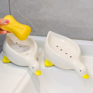 Ruijie Ceramic <b>Soap</b> <b>Dish</b> Duck Shape Waterproof Bathroom <b>Soap</b> <b>Holder</b> For Washbasin - Product Image 3