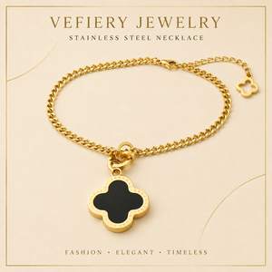 Collar de Oro con Flores Negras para Mujer, Joyería para Eventos Empresariales y Nocturnos, Fabricante - Product Image 1
