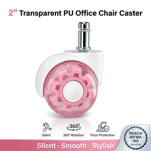 Roulettes de <span class=keywords><strong>chaise</strong></span> de bureau en PU transparent de 2 pouces, 360° °   Roulettes pivotantes pour meubles, protection du sol, certifiées REACH et BIFMA - Product Image 1