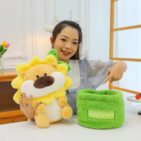 Kinqee Peluche Animal Sauvage En Peluche Lion Avec Plante Verte En Pot Pas Cher Mode Bas quantité minimale de commande Enfants Doux Lion En Peluche Jouet