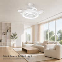 Ventilateur de plafond rétractable intelligent de 42 pouces avec éclairage décoratif, haut-parleur, télécommande et compatibilité Alexa, ventilateurs de plafond à intensité variable