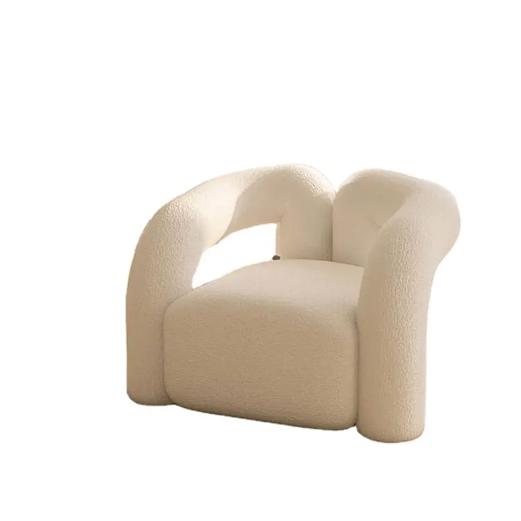 Chaise de manteau en tissu de salon moderne scandinave fauteuil de loisirs décontracté blanc en peluche