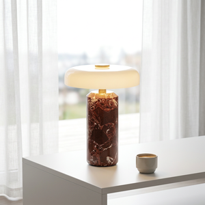 Lampe de bureau portable Trip Carrara avec chargeur, lampe de chevet en verre de style nordique pour salon et chambre, veilleuse à commande tactile réglable - Product Image 1