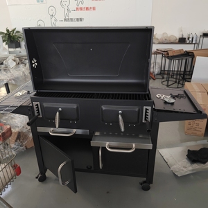 Lò nướng than hoa di động hiện đại kiểu Flambe màu đen, kích thước lớn, dùng cho nhà bếp ngoài trời, tiệc nướng, làm khói, chất liệu thép carbon - Product Image 5