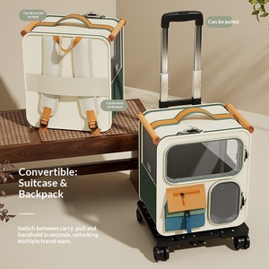 2-in-1 Wheeled Pet <strong>Carrier</strong> <strong>Backpack</strong> Zipper Breathable <strong>Dog</strong> Travel <strong>Carrier</strong> Removable Mat Mesh Ventilation Windows Oxford Material - Product Image 3