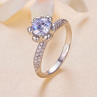 Ein Karat Luxus Moissan ite Ring Ehering European Style Silber Blumen ring Schmuck MSR021