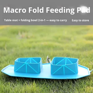 Custom Logo <b>Silicone</b> Double Bowl Portable Non-Slip Dog Food Supplies Outdoor Folding Cat Dog Bowl <b>Mat</b> Promotional Pet Travel - Product Image 3