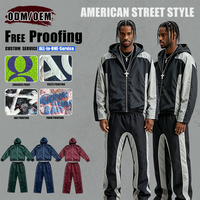 Ensemble survêtement unisexe en nylon avec logo brodé personnalisé, blocs de couleur, patchwork, veste zippée réfléchissante coupe-vent et pantalon de survêtement