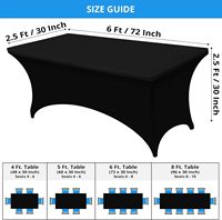 Nappes de table rectangulaires en polyester noir avec logo personnalisé, pour fêtes, banquets, mariages, extensibles en spandex, 6 pieds