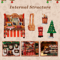 Kit de bricolage pour coin lecture de Noël CuteBee XMGC201, maison miniature Nuit enneigée, kit de décoration de Noël, puzzle en bois 3D