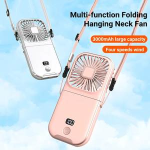 Produits pour la maison intelligente, mini ventilateur portable d'extérieur, ventilateur à suspendre autour du cou, recharge USB, alimenté par batterie, pliable à 180°, sans fil - Product Image 2