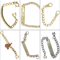 Étiquettes métalliques personnalisées pour vêtements avec plaques nominatives en relief, logos personnalisés pour sacs, chaussures et vêtements - Couleur et forme personnalisées