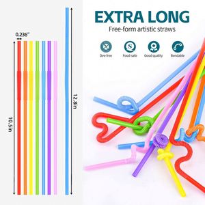 Pajitas de Plástico Coloridas Personalizadas de Fábrica, Pajitas Desechables Flexibles y Curvadas para Fiestas, Negocios y Niños - Product Image 2