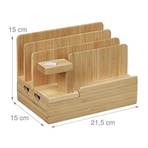 Estación de Carga para Múltiples Dispositivos de Bambú, Base de Carga de Madera con Soporte para Reloj, Organizador de Escritorio para Teléfono y Reloj - Product Image 6