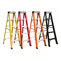 Échelle à marches en aluminium et fibre de verre non conductrice, antidérapante, jaune, 5 marches, pour utilisation extérieure, capacité 150 kg, EN 131