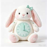 Fabrication sur mesure ODM/OEM de jouets en peluche personnalisés avec design IA, incluant des peluches mignonnes en forme de lapin avec horloge et des animaux en peluche amusants, pour la vente en gros directe usine.