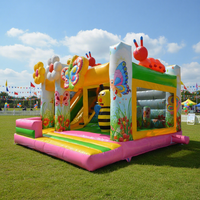 Château gonflable commercial abeille et papillon avec toboggan pour fêtes d'enfants et parcs d'attractions