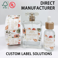 Étiquettes autocollantes personnalisées en vinyle blanc opaque imperméable avec dorure à chaud pour emballages cosmétiques, rouleau d'étiquettes de luxe pour flacons de parfum