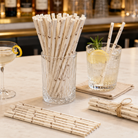 Pailles en papier biodégradables, tube droit, papier kraft brun, pour boissons, logo personnalisé, fourniture pour les commandes de boissons dans les cafés