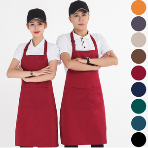 <span class=keywords><strong>Tablier</strong></span> à manches en coton avec logo personnalisé pour hommes et femmes, noir, <span class=keywords><strong>blanc</strong></span>, rose, restaurant, barbecue, chef de cuisine, vêtements avec poche - Product Image 4