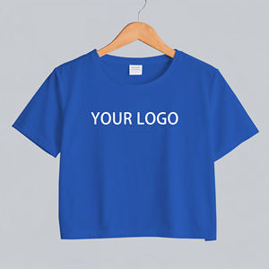 T-shirt femme en coton 100% avec logo/étiquette personnalisé, haut court tendance - Product Image 2