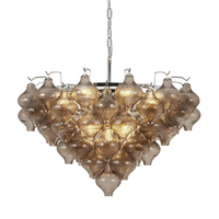 Luminaire suspendu en verre bulle gris fumé multicouche en fer chromé de style italien pour la maison, le salon, la salle à manger
