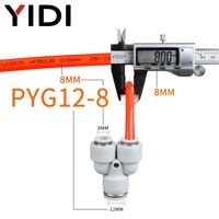 PY PYG Air plastique égal réduction 2 voies diviseur en forme de Y 10MM pneumatique rapide tuyau mamelon Push Fit dans 8mm tuyau raccord connecteur