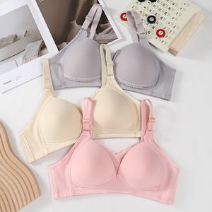 Nouveau soutien-gorge d'allaitement <span class=keywords><strong>sans</strong></span> fil avec ouverture avant anti-exposition motif solide respirant et de soutien pour la <span class=keywords><strong>grossesse</strong></span> et l'allaitement - Product Image 1