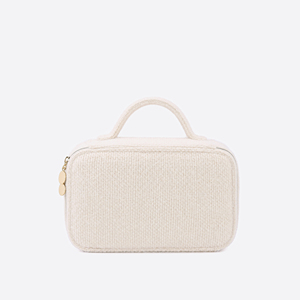 Quality Guarantee Ivory Knit Travel Vanity <b>Case</b> with Mirror and Top Handle for Women <b>Makeup</b> and Cosmetic Storage - Product Image 3