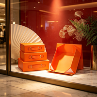 Coffret cadeau orange personnalisé avec poignées en PU, boîtes rigides multi-tailles OEM ODM pour emballage et cadeaux de luxe