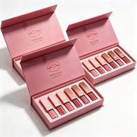 Boîte cosmétique magnétique haut de gamme à couvercle rabattable pour rouge à lèvres et brillant à lèvres avec insert imprimé personnalisé