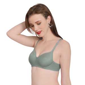 Sujetador de cobertura total sin costuras acolchado de poliéster y algodón para mujer |   Comodidad Suave para el Día a Día |   Correas Ajustables |   U-Back |   Cierre Trasero - Product Image 4